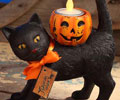 Black Cat with Pumpkin Votive - Standing